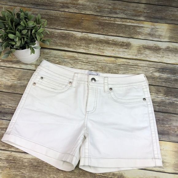 7 FOR ALL MANKIND 31 white Denim jean shorts foldover rolled cuffed hem